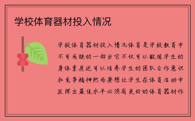 学校体育器材投入情况